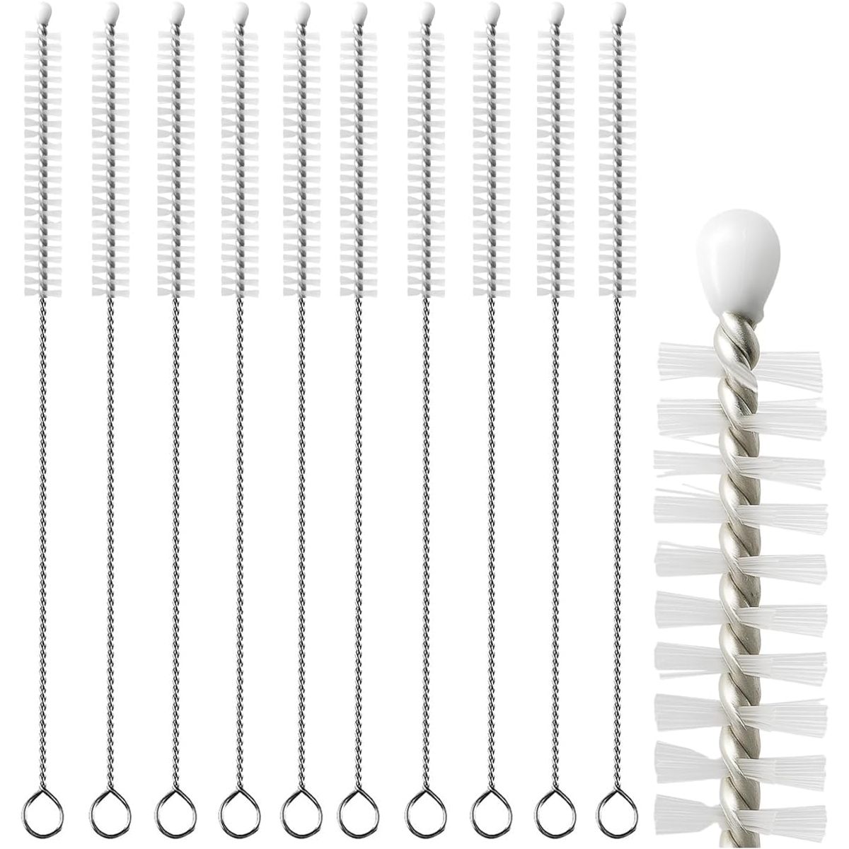KUANGYE - 10Pcs Cepillo Limpiador Bombillas Pajitas Cócteles Bar 250mm ×8mm