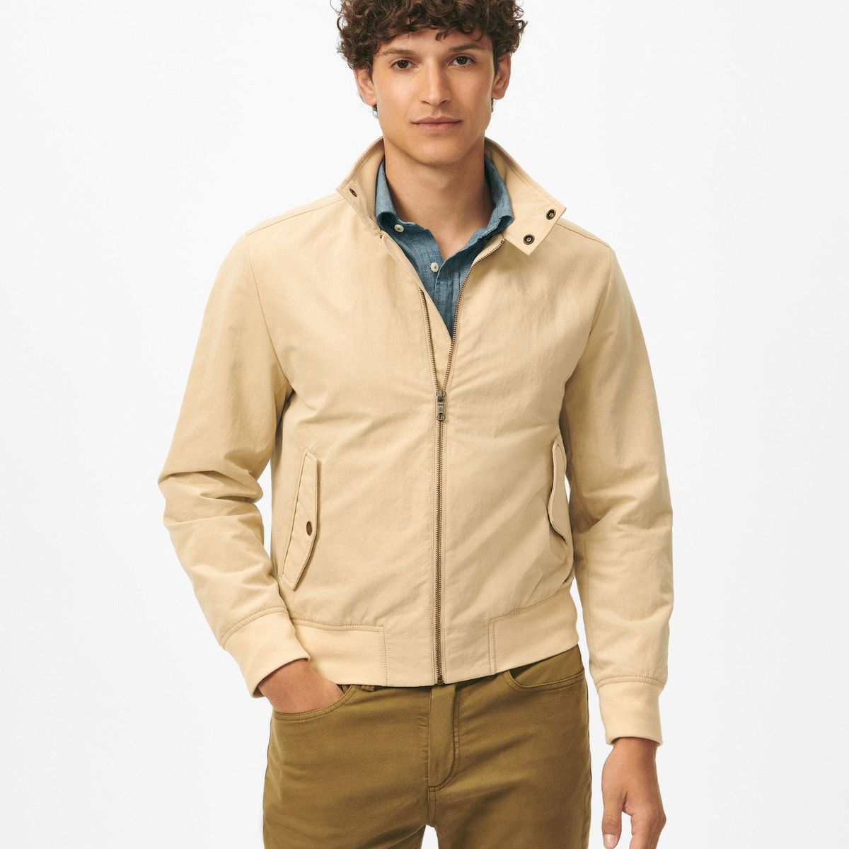 BROOKS BROTHERS - Chaqueta Hombre Harrington Cotton Blend Beige Brooks Brothers
