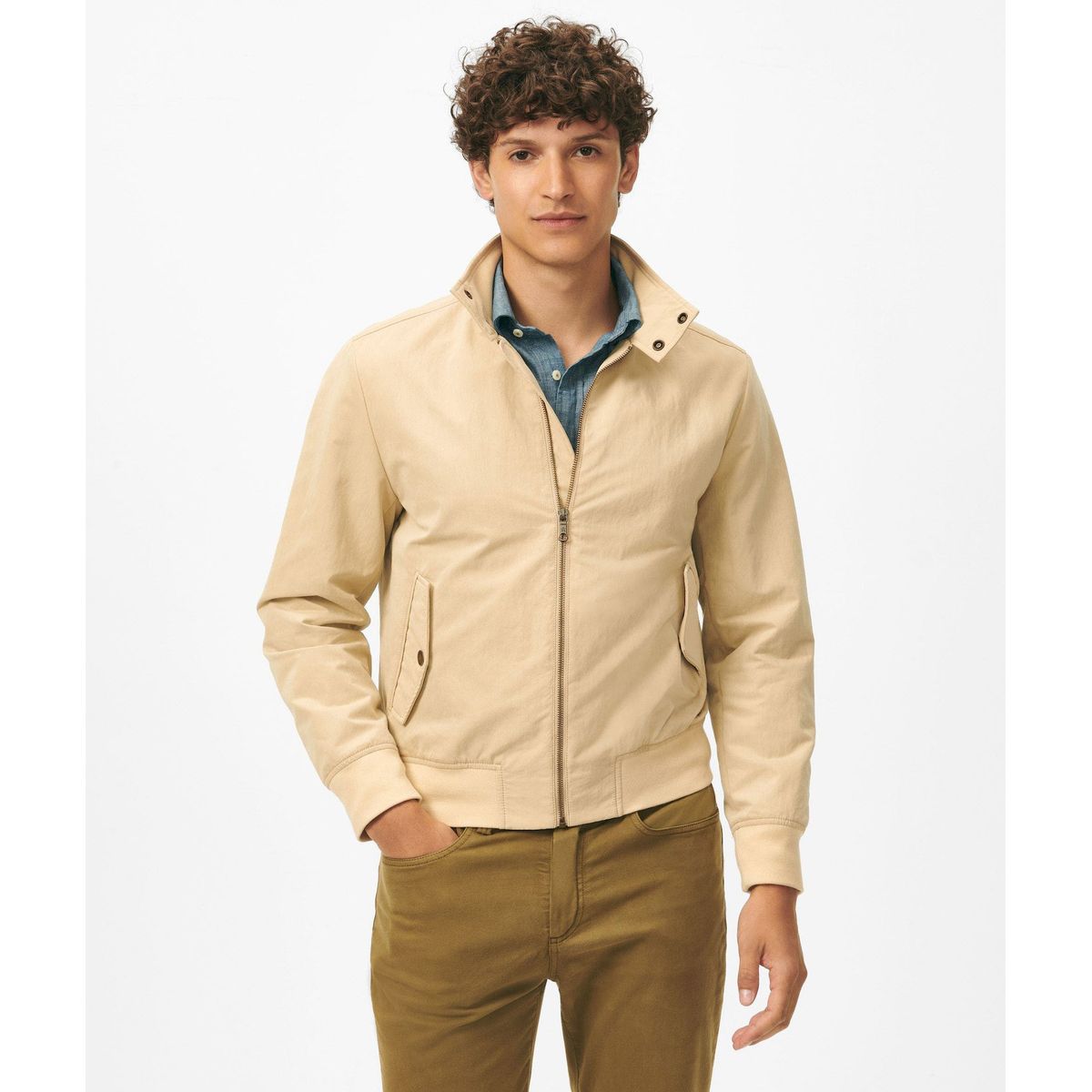 BROOKS BROTHERS - Chaqueta Hombre Harrington Cotton Blend Beige Brooks Brothers