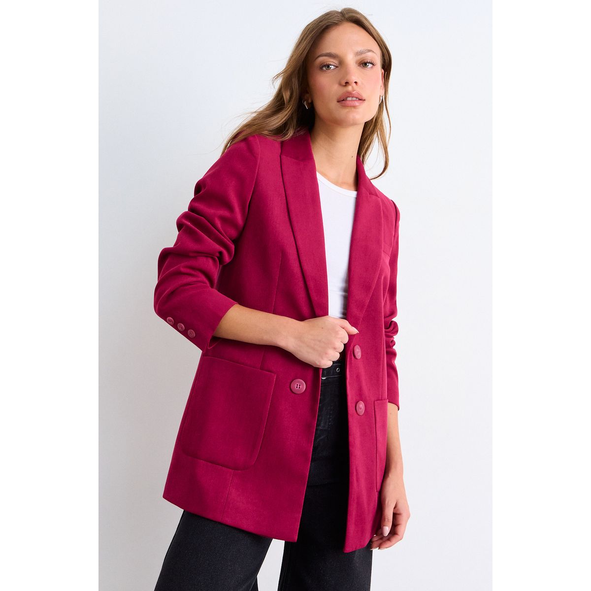 IO - Blazer Liso Mujer Burdeos Io