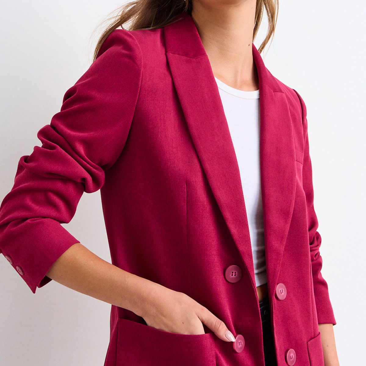 IO - Blazer Liso Mujer Burdeos Io