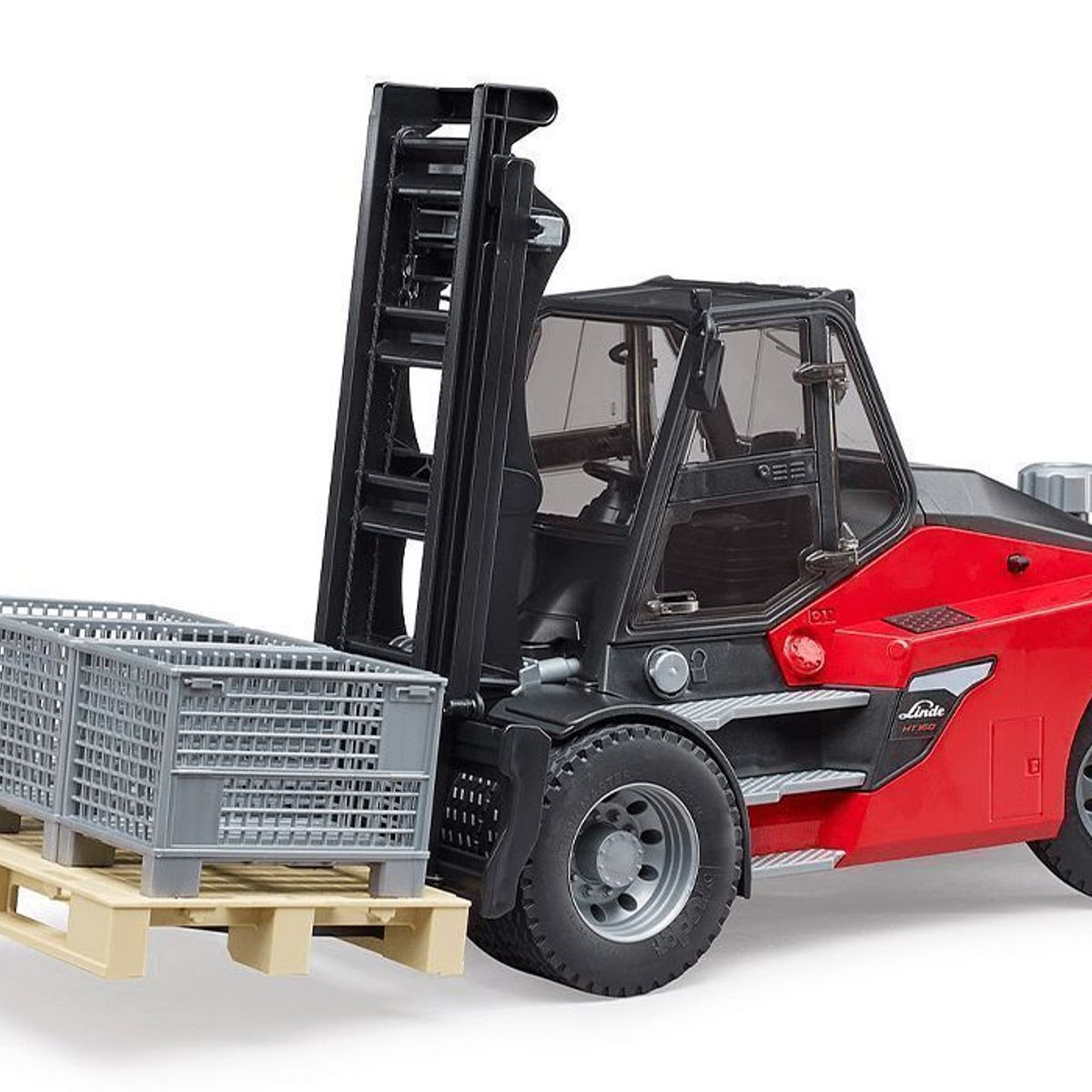 BRUDER - GRUA LINDE HT160 CON PALLET Y 3 CAJAS 1.16
