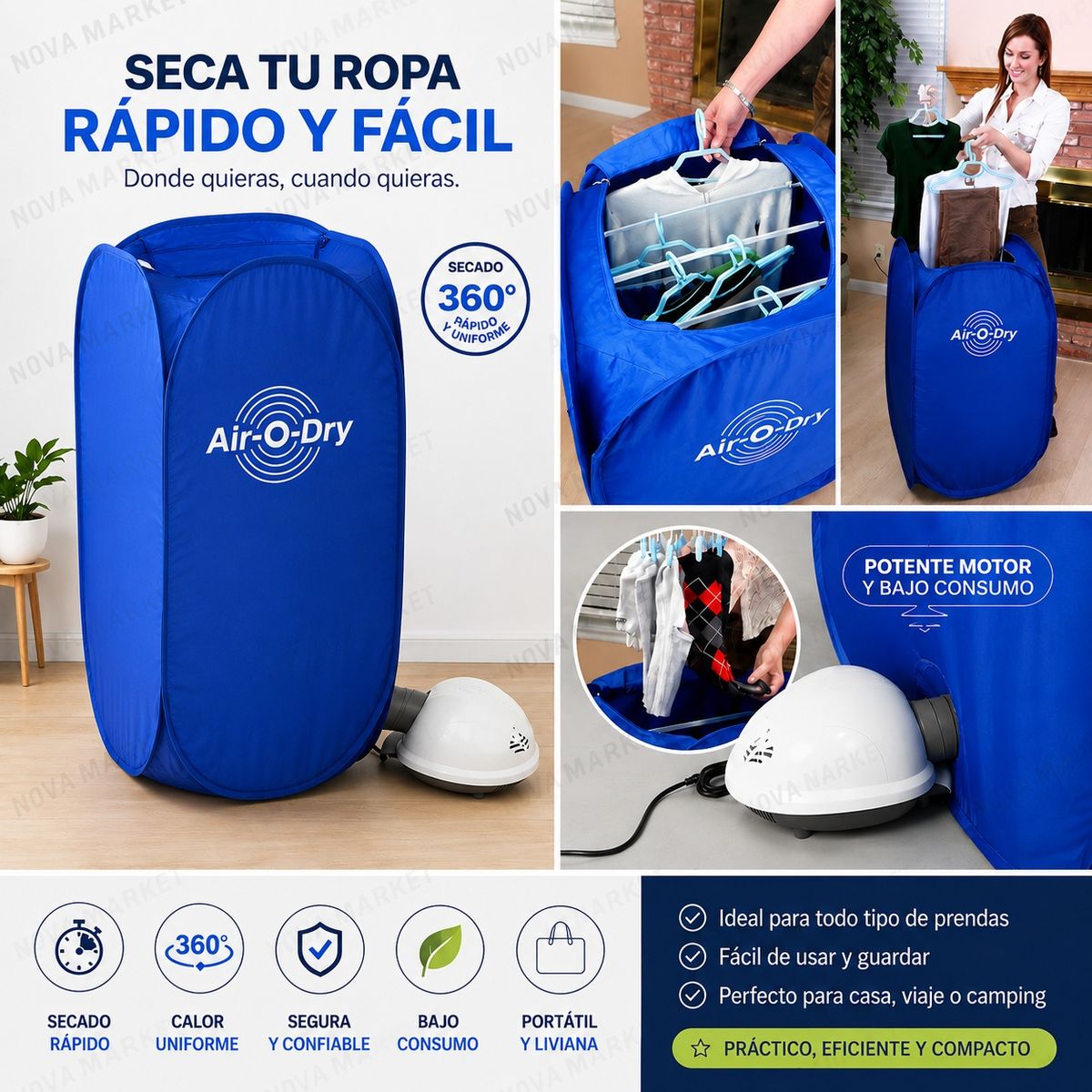 MOVI - Secadora de Ropa Portátil Plegable Eléctrica - Secado Rápido y Simple