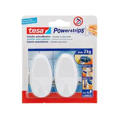 TESA - Ganchos Adhesivos Grande Powerstrips Blancos 2un