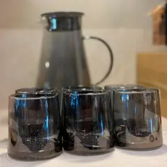 WAKESHOME - Juego de Jarra De Vidrio Elegante Con Tapa y 6 Vasos
