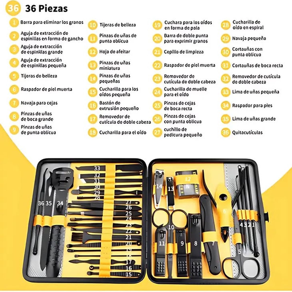 GENERICO - Set 36 piezas manicure kit uñas profesional