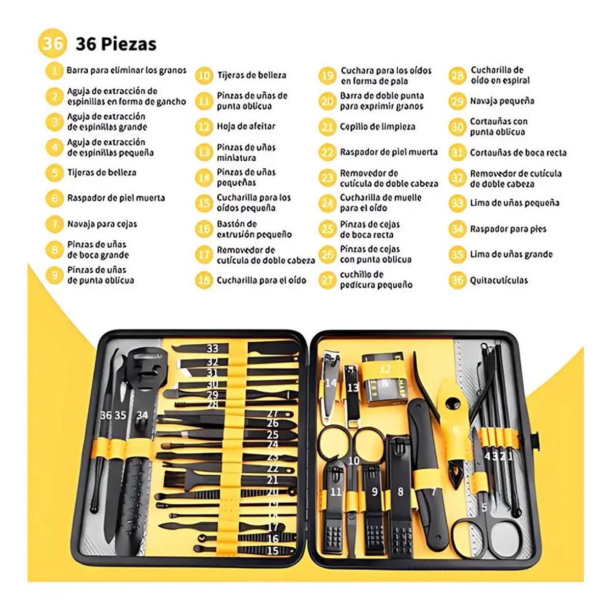 GENERICO - Set 36 piezas manicure kit uñas profesional