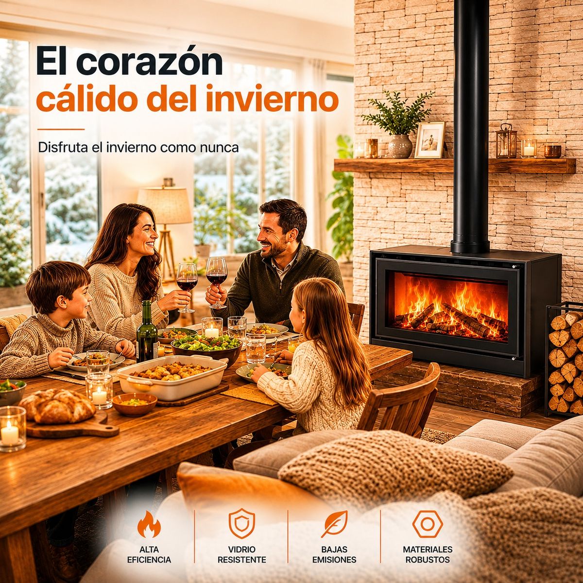 BETTERLIFE - Estufa a Leña Betterlife BLWC13500