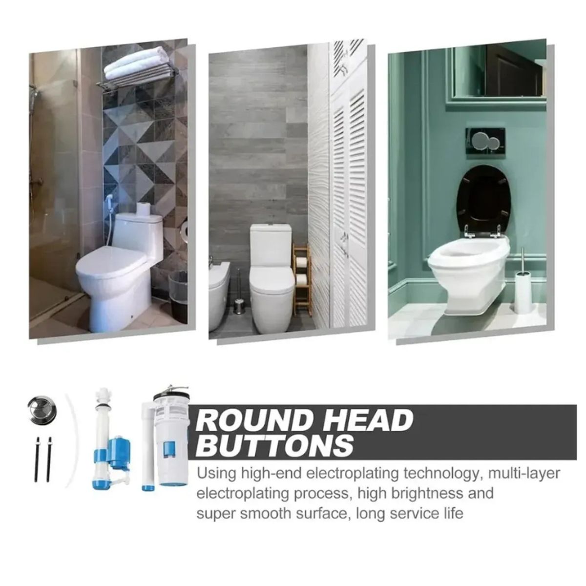 GENERICO - Sistema para wc Para Estanque Con Botón Wc Fitting Botón 20cm Valvula Descarga