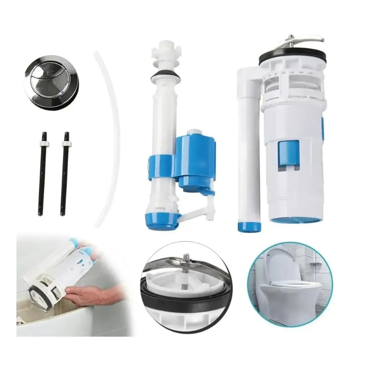 GENERICO - Sistema para wc Para Estanque Con Botón Wc Fitting Botón 20cm Valvula Descarga