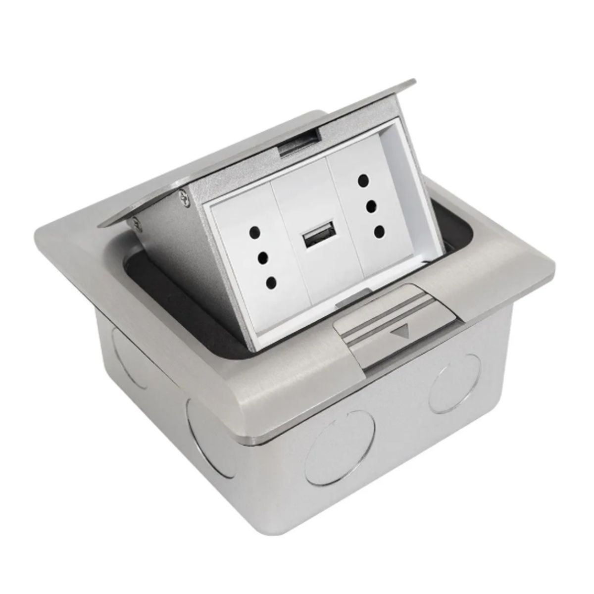 CROMPTON - Caja De Piso Pop-Up 3 Módulos Acero Cepillado Ip44 Cowork