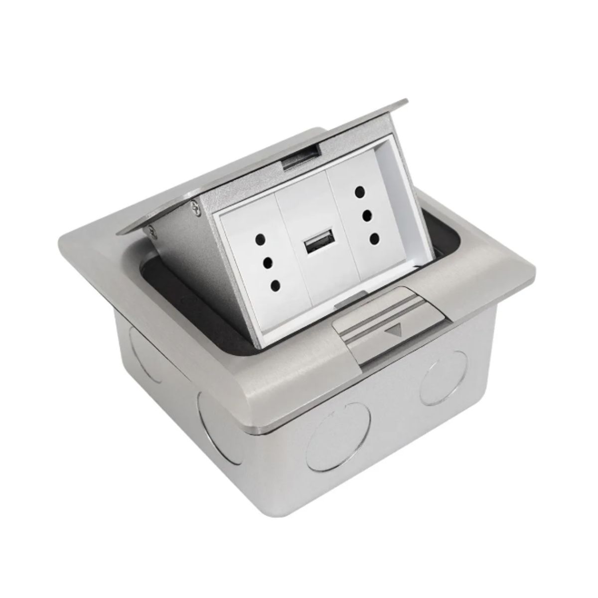 CROMPTON - Caja De Piso Pop-Up 3 Módulos Acero Cepillado Ip44 Cowork