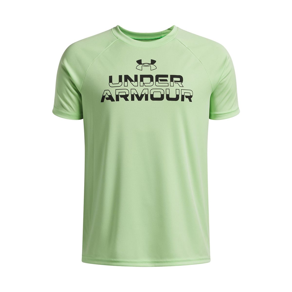 UNDER ARMOUR - Polera MC Niño Tech Split Wordmark Polera Verde UNDER ARMOUR