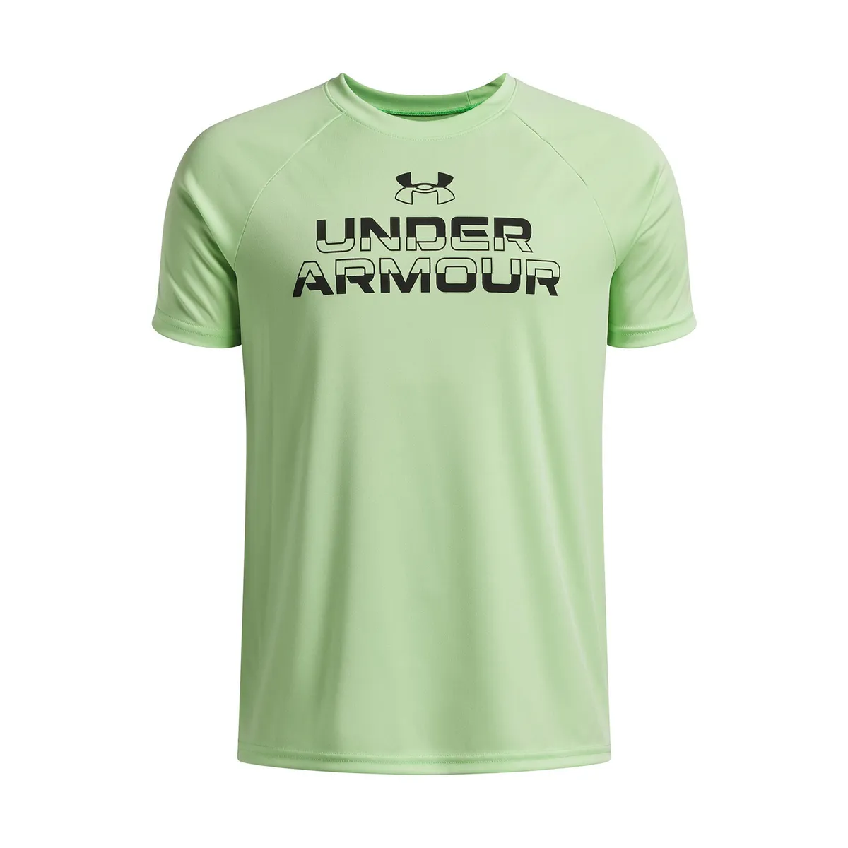 UNDER ARMOUR - Polera MC Niño Tech Split Wordmark Polera Verde UNDER ARMOUR