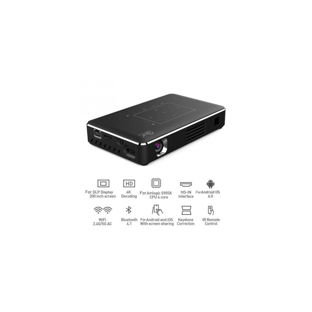 OEM - Proyector REAL TV P10 Mini 4K DLP Android 90 WiFi Bluetooth portátil