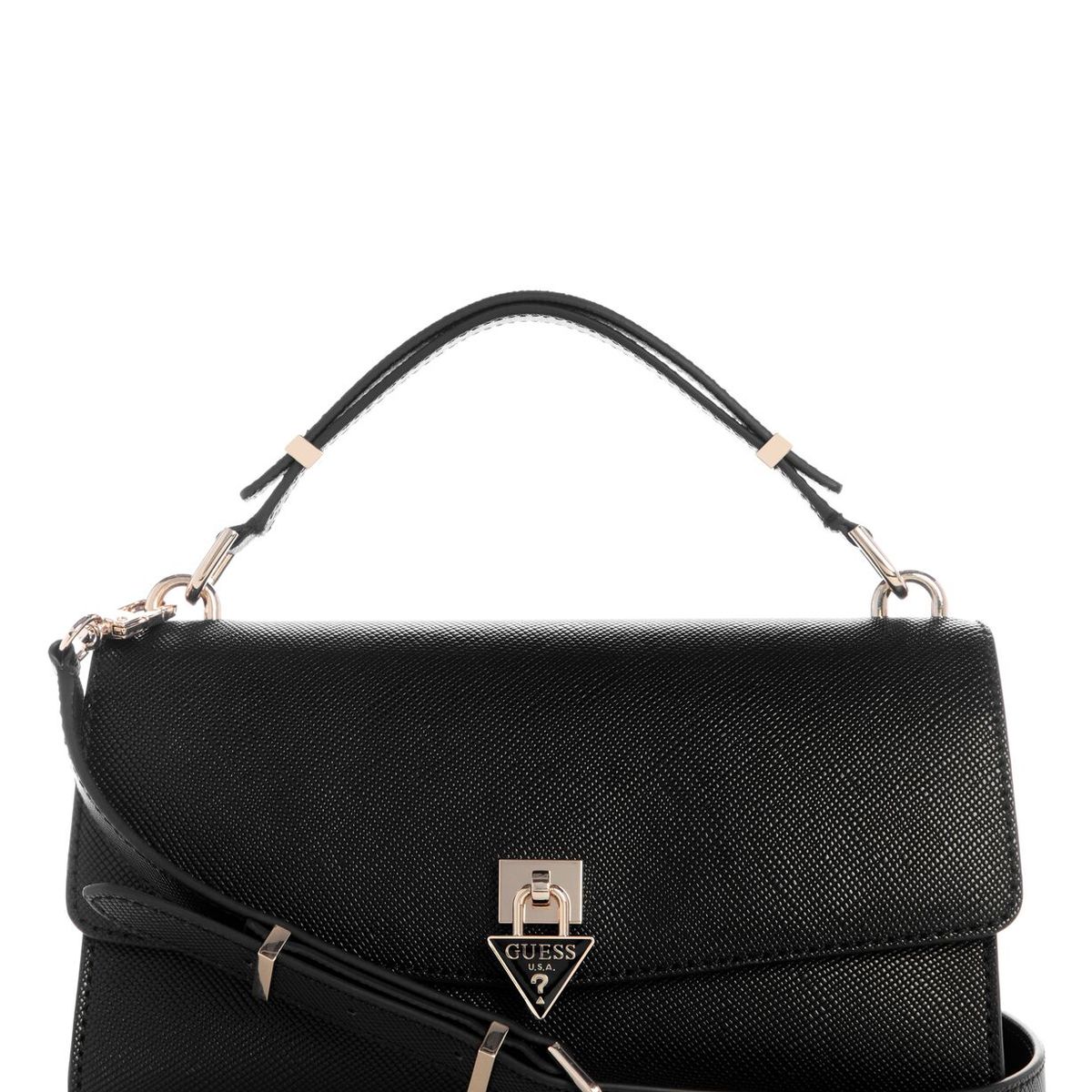GUESS - Cartera Patsie Handle Flap Negro