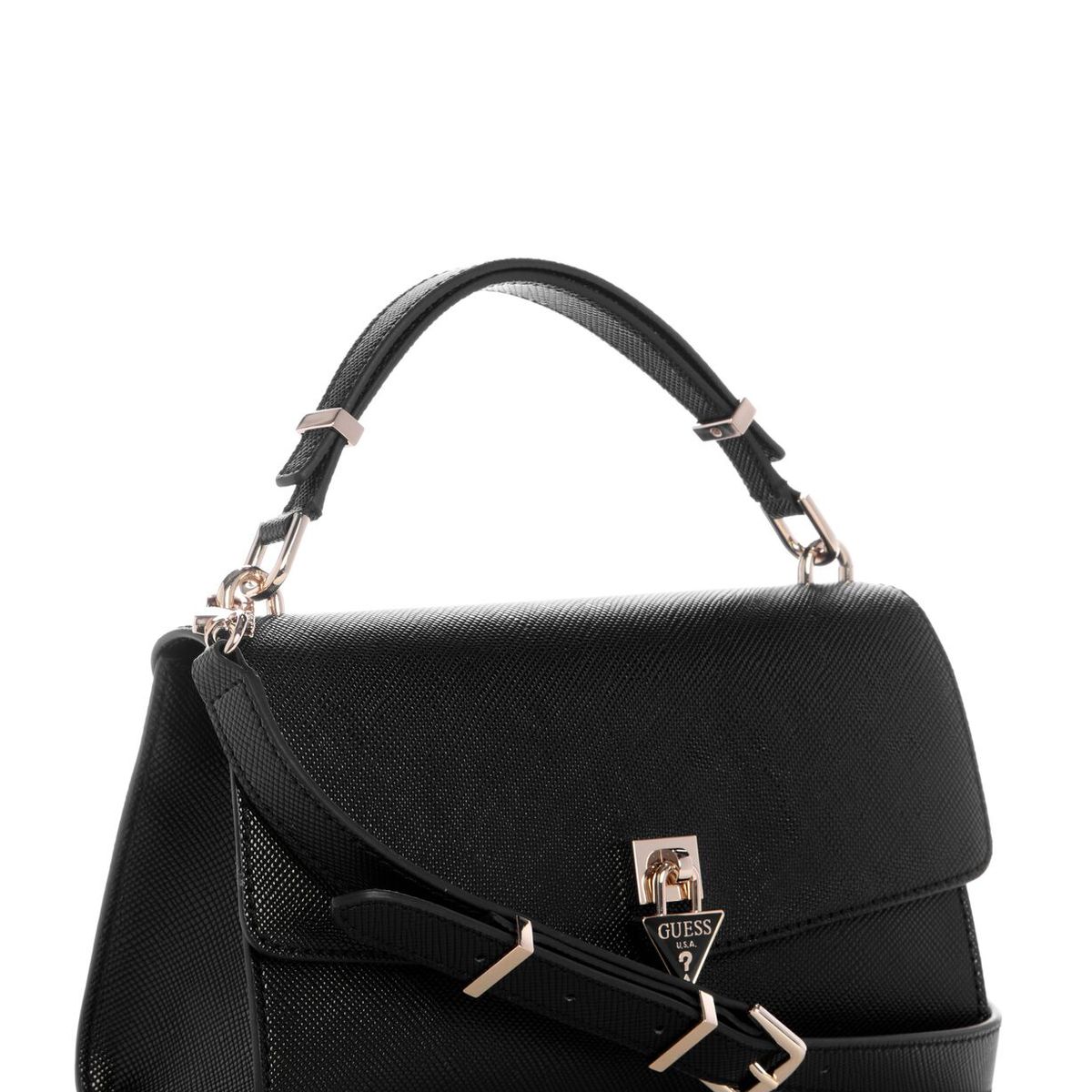 GUESS - Cartera Patsie Handle Flap Negro