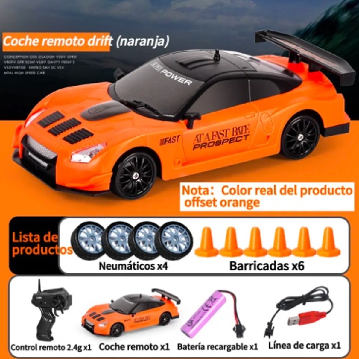 GENERICO - Auto Drift Rc De 2.4 G 4wd Naranja