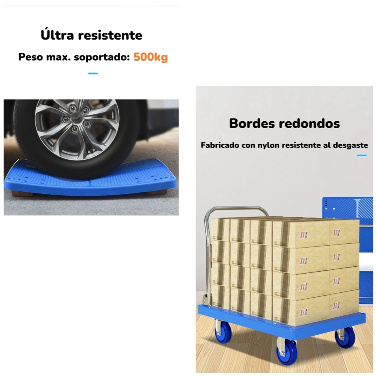 LUBABYCAS - Carro De Carga Plegable Plataforma 500KG 90x60cm LuBabycas