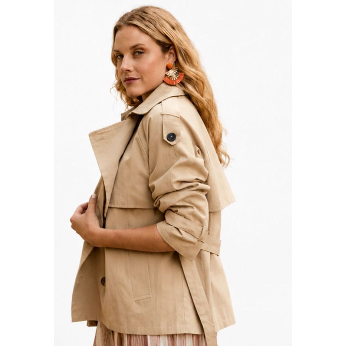 GENERAL - Trench Mujer Largo Corte Clásico con Cinturón - Luna Boutique