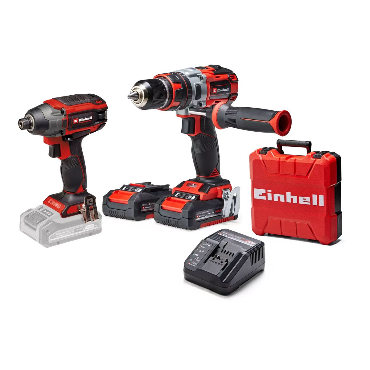 EINHELL - KIT PROFESSIONAL TALADRO PERCUTOR 18/60 + 2 BATERIAS + CARGADOR ATORNILLADOR IMPACTO 220NM
