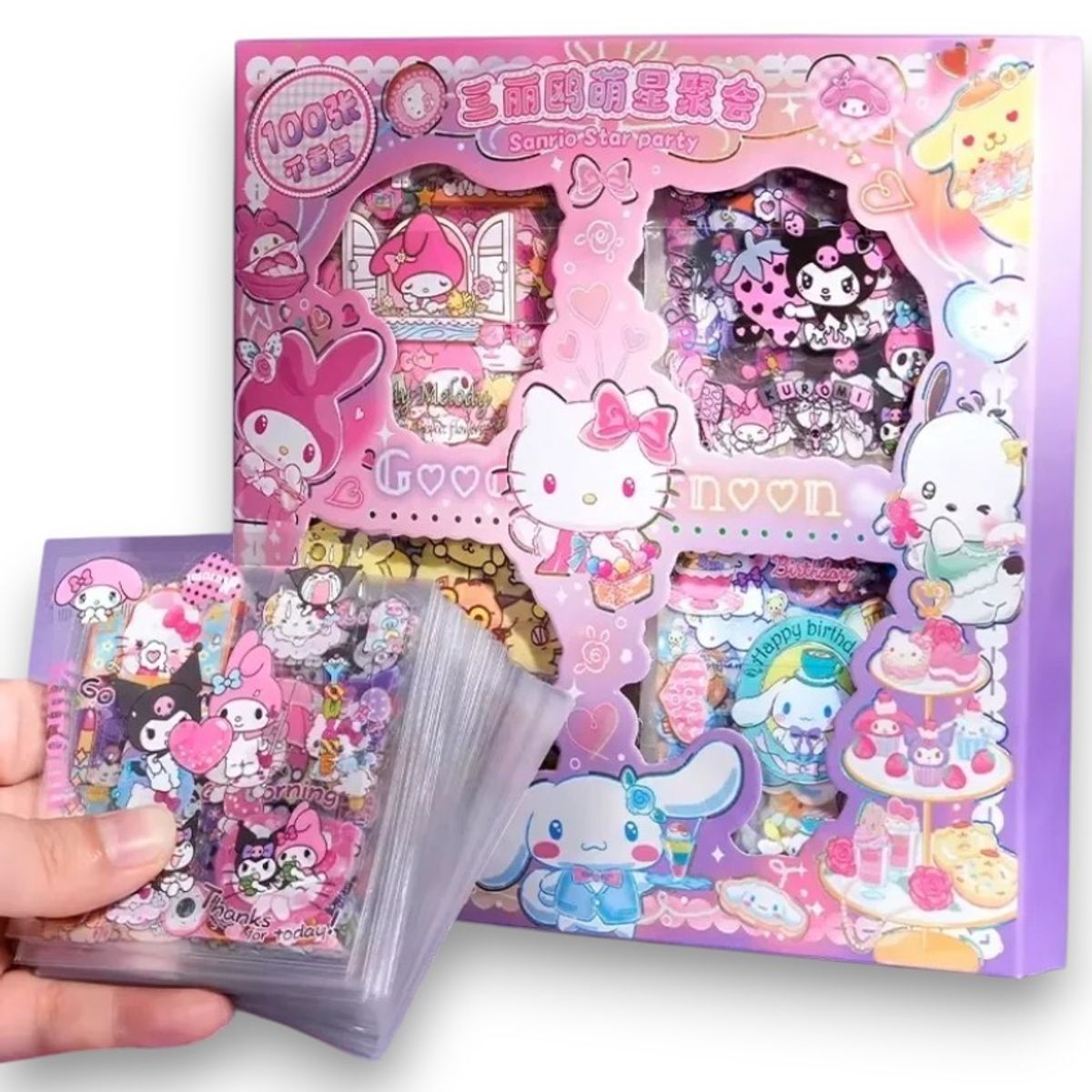 GENERICO - Pack 100 Stickers Pegatinas Para Sanrio Kuromi Cinnamoroll