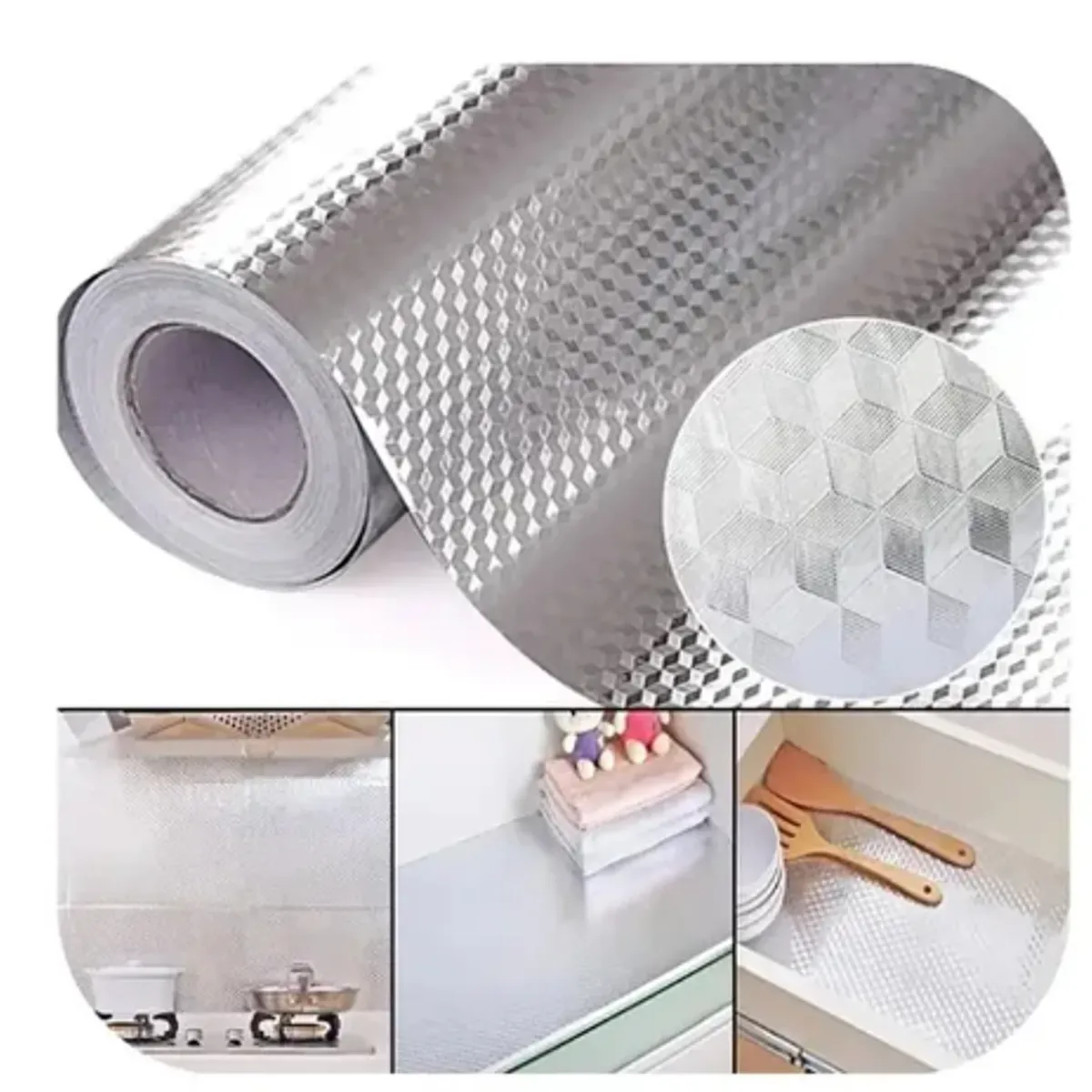 GENERICO - Papel Autoadhesivo Cocina Aluminio Revestir 40x300 Cm