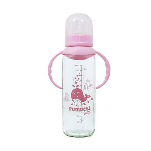Mamadera de Vidrio 250ml Rosado