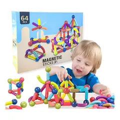 GENERICO - Juego de construcción magnético de 64 piezas