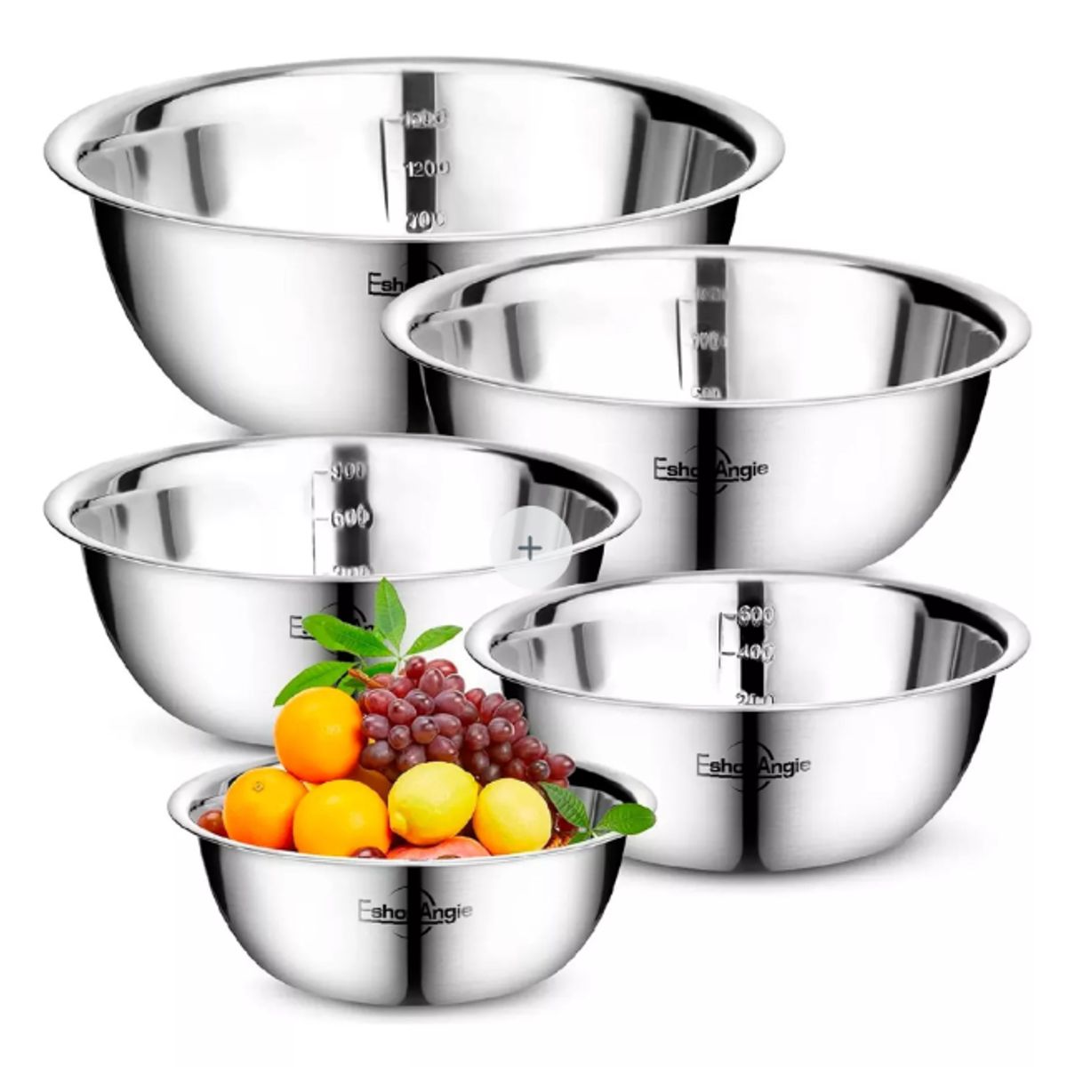 GENERICO - Pack 5 Bowl Pocillo Acero Inoxidable Reposteria Cocina Plateado