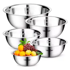GENERICO - Pack 5 Bowl Pocillo Acero Inoxidable Reposteria Cocina Plateado