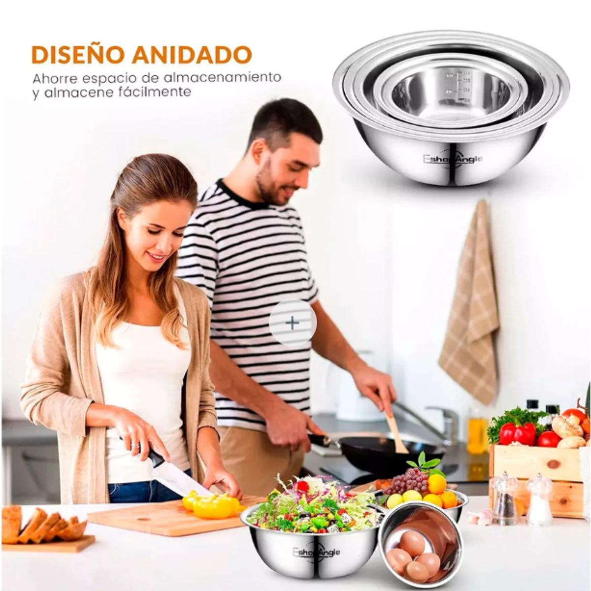 GENERICO - Pack 5 Bowl Pocillo Acero Inoxidable Reposteria Cocina Plateado