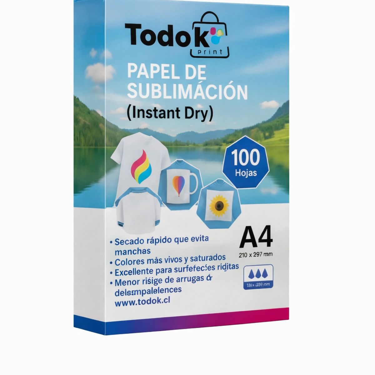 TODOK - Papel de Sublimacion Secado Rapido 120g A4 100U