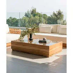 FORASTERO - Mesa de Centro Esna Rectangular Madera Teca Natural