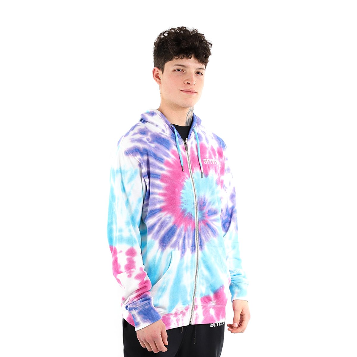 SPITFIRE - Polerón full zipper con capucha lila turquesa tie dye spitfire hombre street culture season