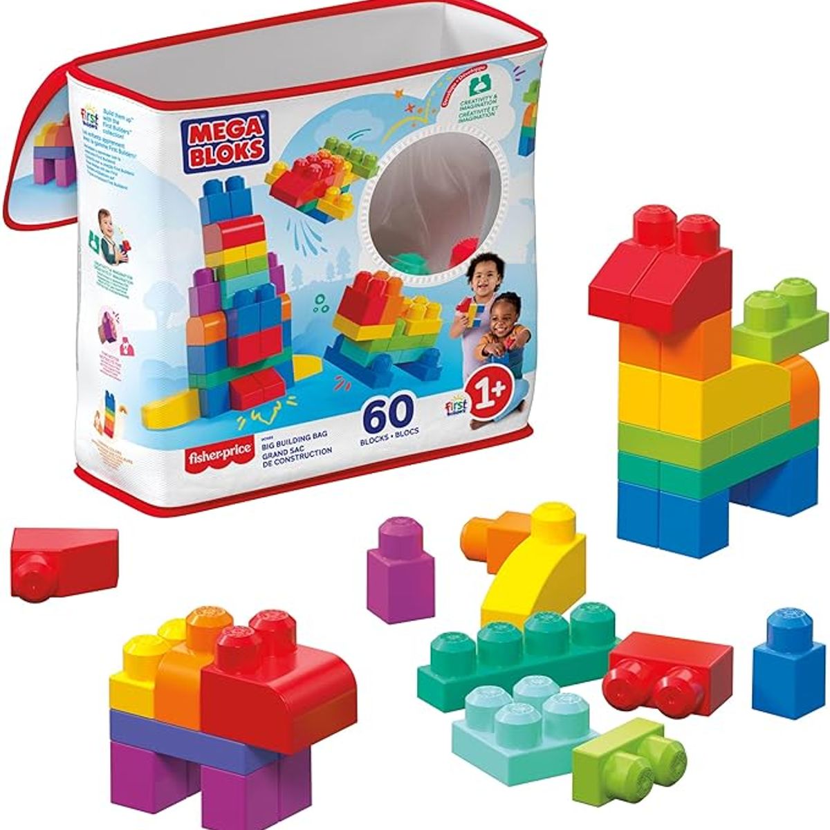 FISHER PRICE - Primeros bloques Mega Bloks Bolsa 60 piezas