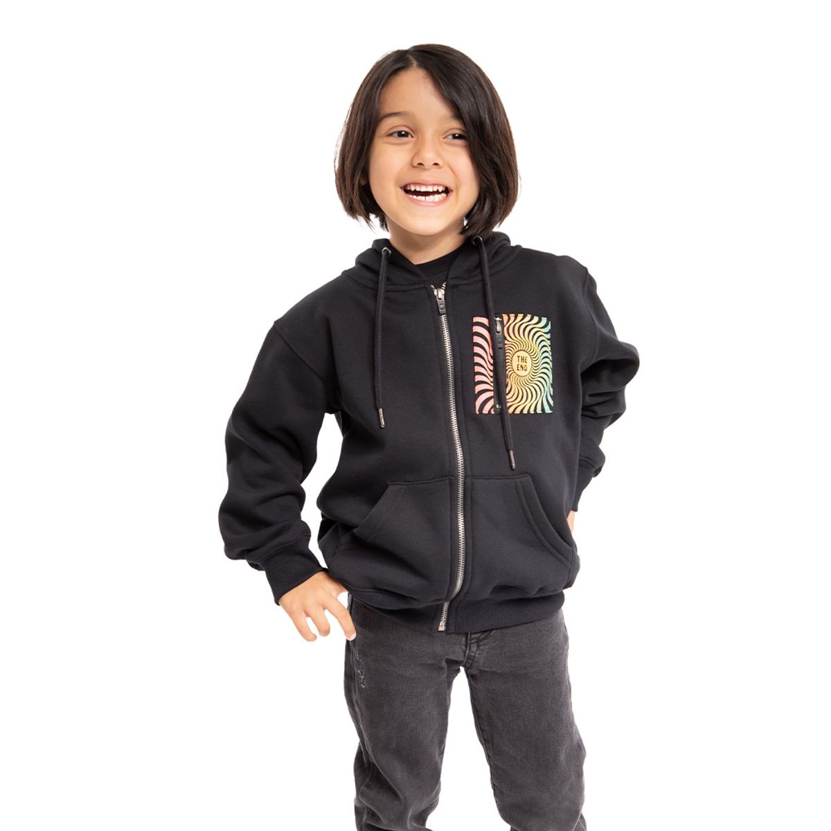SPITFIRE - Polerón con cierre y capucha para niños spitfire trippy swirl negro