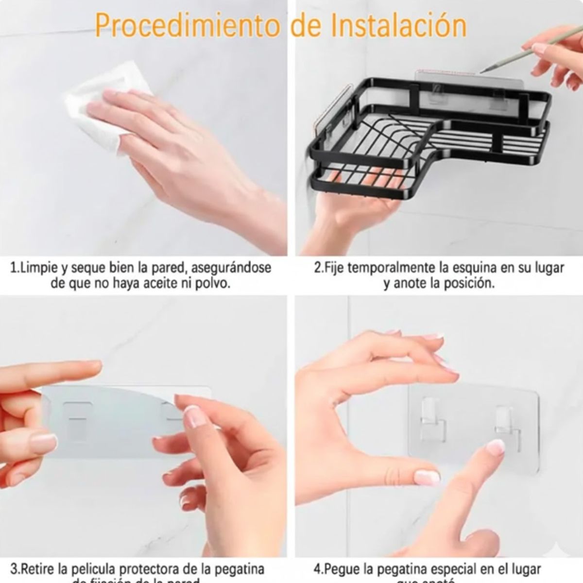 GENERICO - Set 5 Piezas Esquinero Organizador Ducha Baño Con Adhesivos