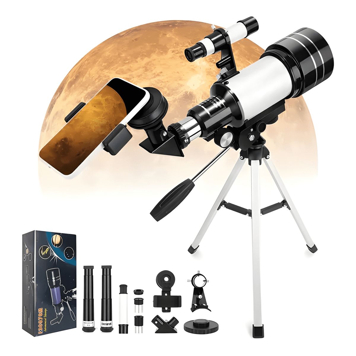 GENERICO - Telescopio Astronómico 70300mm 150x con Soporte Celular