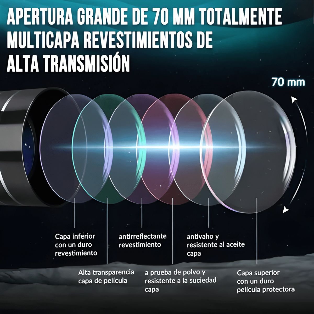 GENERICO - Telescopio Astronómico 70300mm 150x con Soporte Celular