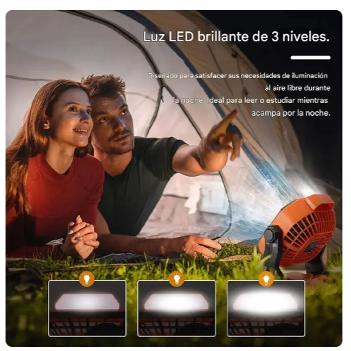 GENERICO - Ventilador Portátil Camping Acampar Recargable Usb Luz Led