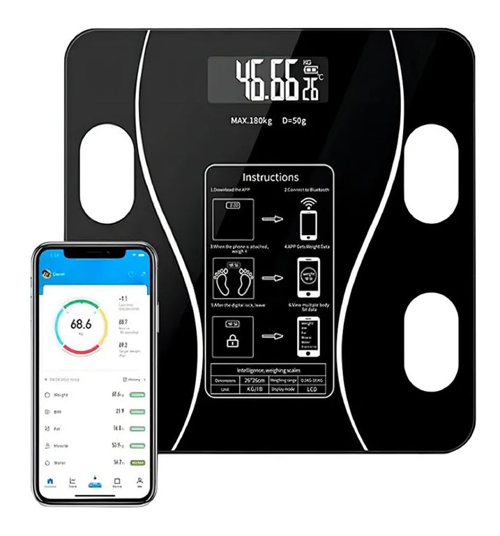 GENERICO Pesa Digital De Baño Inteligente Recargable Bluetooth App