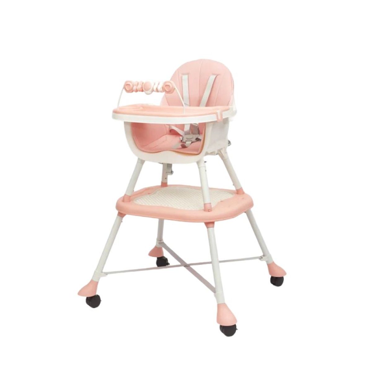 GENERICO - Silla De Comer Bebe Periquera Alta Multifuncional 5 En 1 Rosa