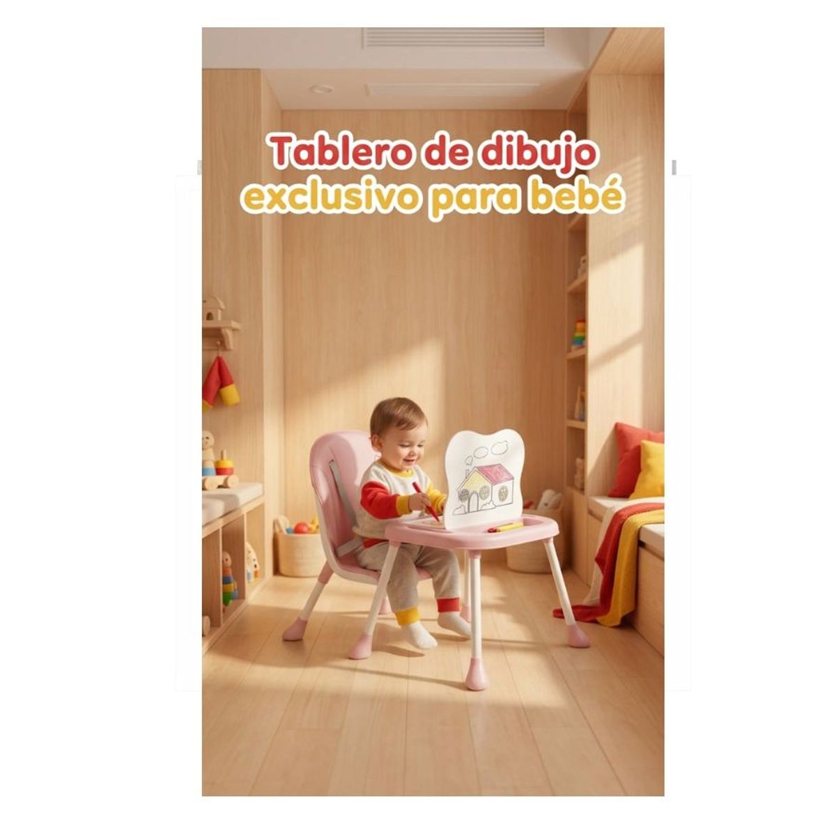GENERICO - Silla De Comer Bebe Periquera Alta Multifuncional 5 En 1 Rosa