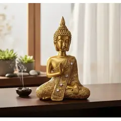 GENERICO - Figura Buda Dorada Decoración Hogar Meditación 13cm