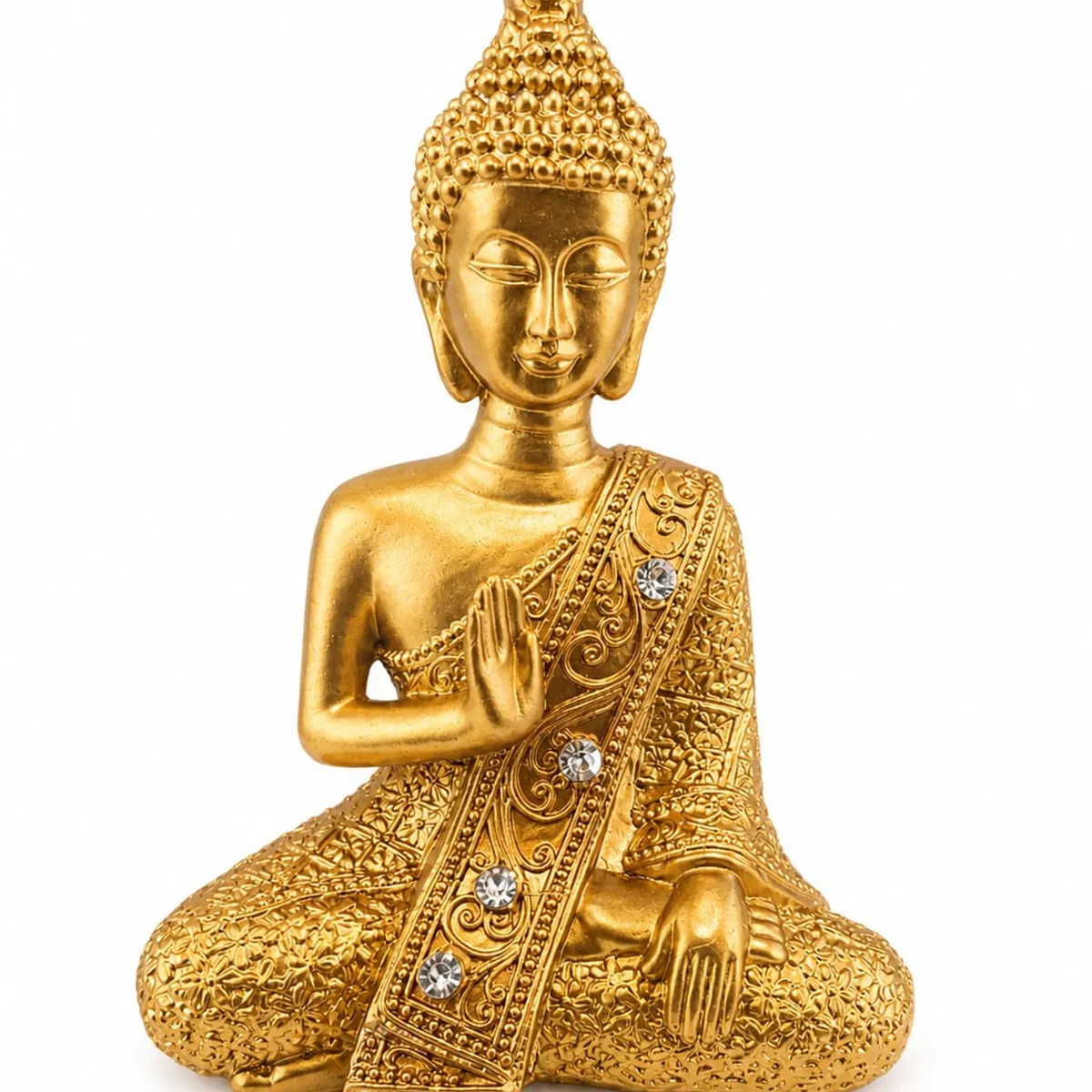 GENERICO - Figura Buda Dorada Decoración Hogar Meditación 13cm