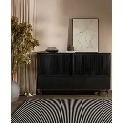 FORASTERO - Alfombra Sisal Ibiza Rayado 300x400 Negro