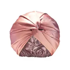 KARMAS - Turbante doble capa borde elasticado de Seda Mulberry palo rosa