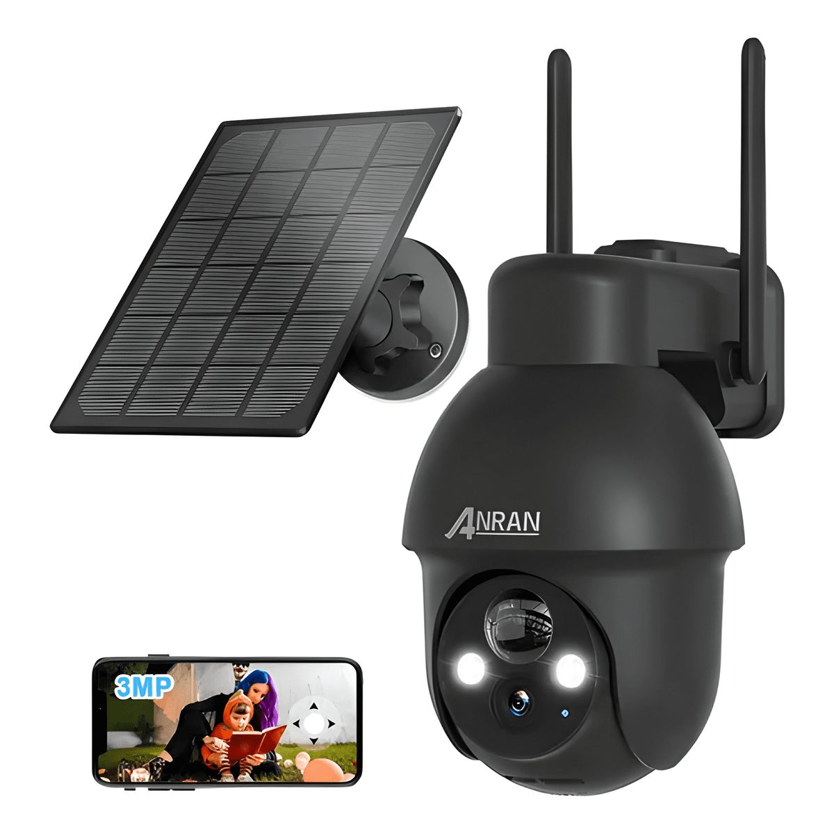 GENERICO - Solar Cámara de Seguridad Anran N30W1545 Ip Wifi con Negro