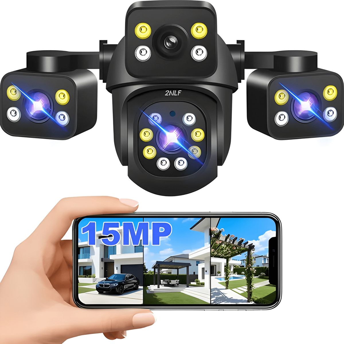 GENERICO - 2nlf® Cámaras de Seguridad Wifi Exterior Ip 360° Tres Lentes
